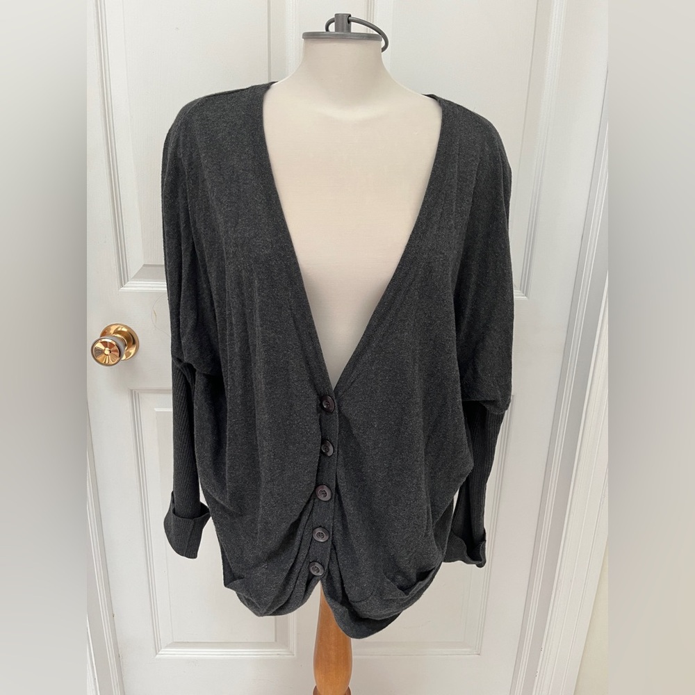 Kensie Dark Gray Button-Up Cardigan ladies size large
